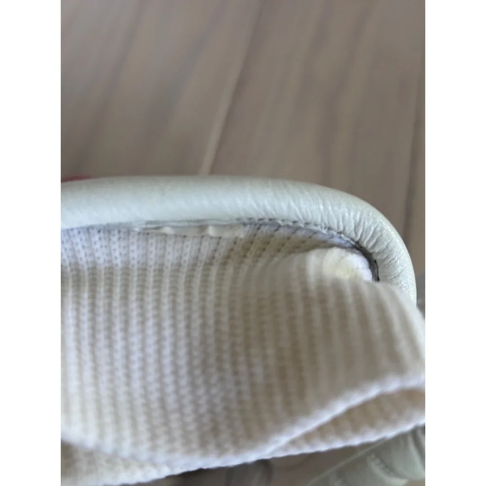Hotfingers Vintage White Leather Quilted Ski Gloves Winter Snow Ribbed Cuff S